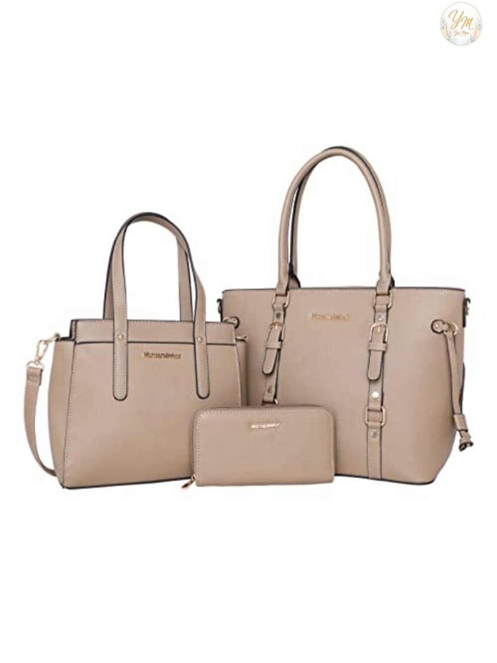 3 Piece Women's PU Leather Tote Bag Wallet Set Shoulder Satchel Handbag